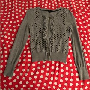 Grey polka dot ruffle cardigan